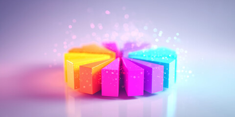 Colorful 3d pie chart representing data analysis and business insights