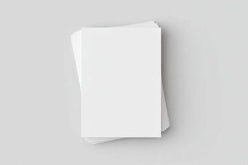 realistic stack of blank white A4 letterhead papers, viewed directly from above, minimal soft shadow on light gray background, clean and professional mockup