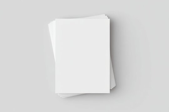 realistic stack of blank white A4 letterhead papers, viewed directly from above, minimal soft shadow on light gray background, clean and professional mockup