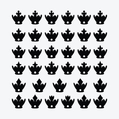 Fototapeta premium Vector art of a pattern of black crowns on a white background