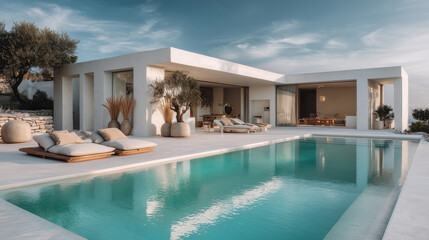Fototapeta premium Luxury Cozy Villa with Private Pool and Natural Surroundings