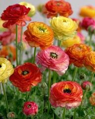 Fototapeta premium Colorful Mixed Ranunculus Flowers