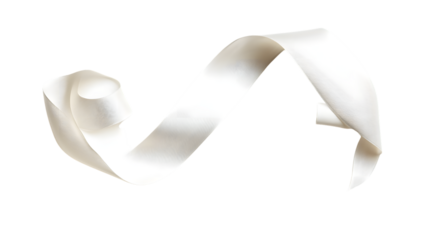 Elegant Blank White Ribbon Scroll on White Background