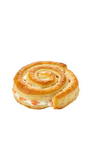 Isolated Photorealistic Image of a Cream Filled Swirl Pastry