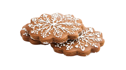 Festive Christmas Gingerbread Cookies on White Background