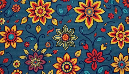 Intricate floral and geometric textile designs, ideal for fashion and home decor, seamless pattern,   color