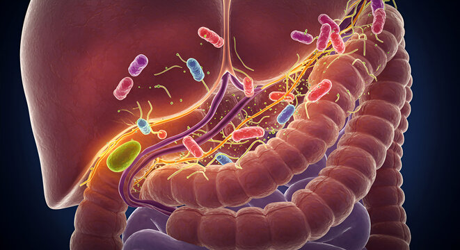 Bacterial cholangitis caused by ascending gut flora