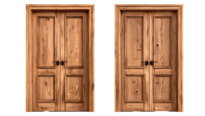 Fototapeta premium Pair of Wooden Doors Isolated white background