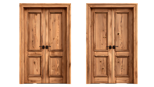 Pair of Wooden Doors Isolated white background