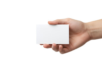 Photo Hand Holding Blank White Card on Black Background