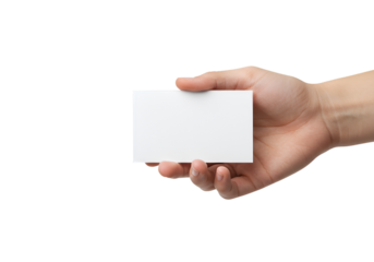 Photo Hand Holding Blank White Card on Black Background