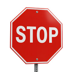 Isolated Stop Sign on Transparent Background