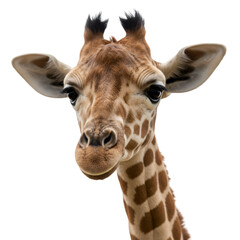 Photo of a Young Giraffe's Head on Transparent Background