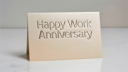 Happy Work Anniversary and thank you. Happy Work Anniversary card on a smooth surface, celebrating milestones in the workplace.