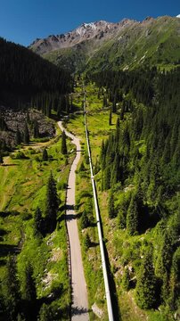 Aerial Mountains landscape in Kazakhstan