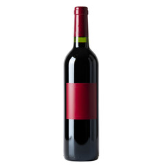 Isolated Wine Bottle With Blank Red Label on Transparent Background