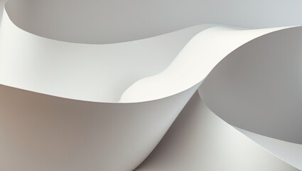 Abstract white wave forms with smooth curves and flowing lines. Modern and minimalistic design, emphasizing sleek shapes and clean aesthetic.