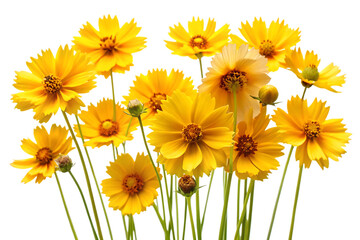 yellow daisy coreopsis flower bunch isolated