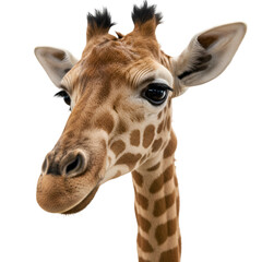 Naklejka premium Photo: Close-Up Portrait of Young Giraffe Isolated on Black