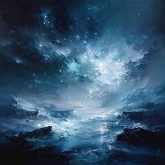 Fototapeta premium Celestial Night Sky Landscape