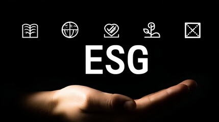 A Man's Hand Displaying Environmental, Social, and Governance Principles in a Minimalist Setting