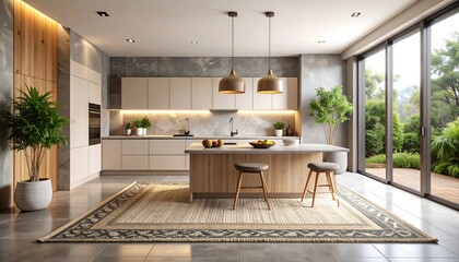 Modern Kitchen Interior Design with Island and Natural Light