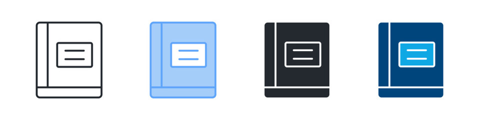 Fototapeta premium Notebook Icon Set Multiple Style. Designed In Outline, Blue, Glyph, Dual Tone