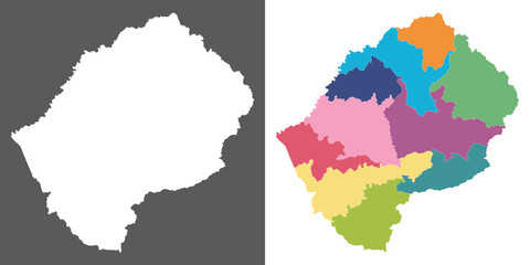 Lesotho map set. Map of Lesotho in set with multicolor