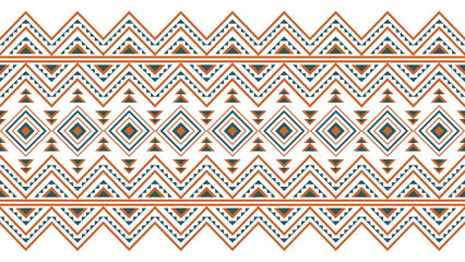 Orange-green ethnic pattern. Seamless geometric ethnic pattern. Design for background, wallpaper, illustration, fabric, clothing, carpet and textile.