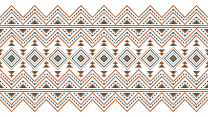 Orange-green ethnic pattern. Seamless geometric ethnic pattern. Design for background, wallpaper, illustration, fabric, clothing, carpet and textile.