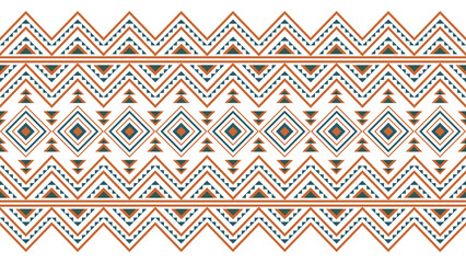 Orange-green ethnic pattern. Seamless geometric ethnic pattern. Design for background, wallpaper, illustration, fabric, clothing, carpet and textile.