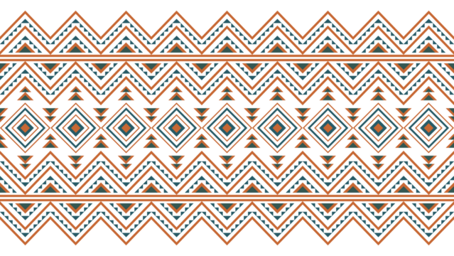 Orange-green ethnic pattern. Seamless geometric ethnic pattern. Design for background, wallpaper, illustration, fabric, clothing, carpet and textile.