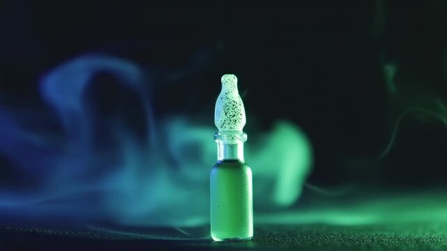 Green potion bottle with swirling smoke