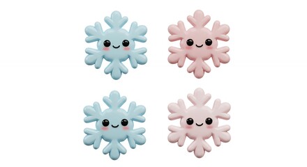 Cute pastel colored decorative snowflakes