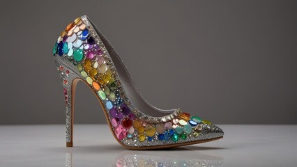 Obraz premium Iridescent Rainbow Opal Stilettos with Dazzling Crystal Embellishments
