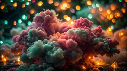 Fototapeta premium Abstract Pink Cloud Formation with Bokeh and Purple Hues 