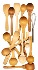 Isolated Wooden Spoons on Transparent Background