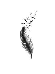 Fototapeta premium Dark gray feather, particles swirling