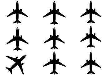 vector illustration of airplane silhouettes
