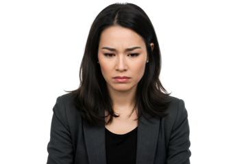 Portrait of Sad Businesswoman on Black Background
