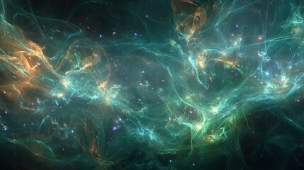 Abstract Nebula In Space With Light Streaks