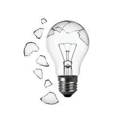 Photo of Broken Light Bulb on White Background