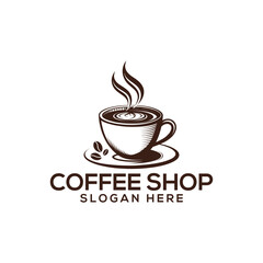 coffee silhouette logo vector line art logo design