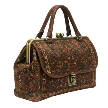 Photo of Vintage Carpet Bag on Transparent Background