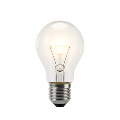 Realistic 3D Render of Illuminated Light Bulb on Black Background