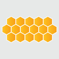 Abstract pattern seamless yellow hexagon honeycombs on a white background. Honey comb background pattern symbol vector design