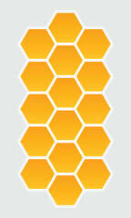 Abstract pattern seamless yellow hexagon honeycombs on a white background. Honey comb background pattern symbol vector design