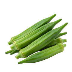 Fototapeta premium Pile of Fresh Green Okra Isolated on Transparent Background