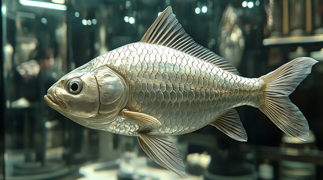 Detailed view of a silver fish.