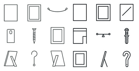 Home and office linear icons set – line, outline, decor and organization symbols